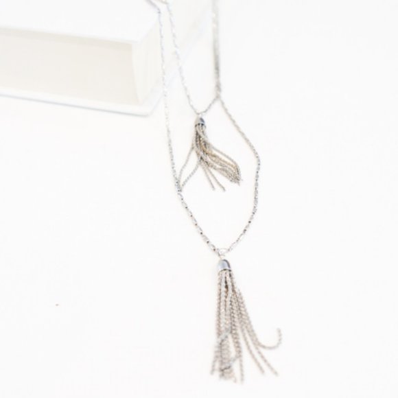 Banana Republic Silver Tassel Necklace Chain - Picture 6 of 7